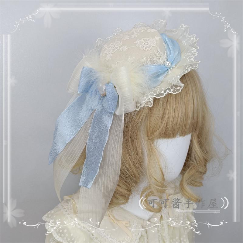 Lolita Lace Bow Hat Gem Ballet Rabbit Women Hats Fedora Hat Women Original Design Ballet Style Lolita Top Hat