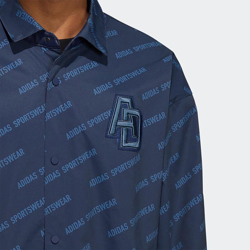 Adidas Casual Lapel Single-Breasted Long Sleeve Jacket Men Jackets Blue IB2749