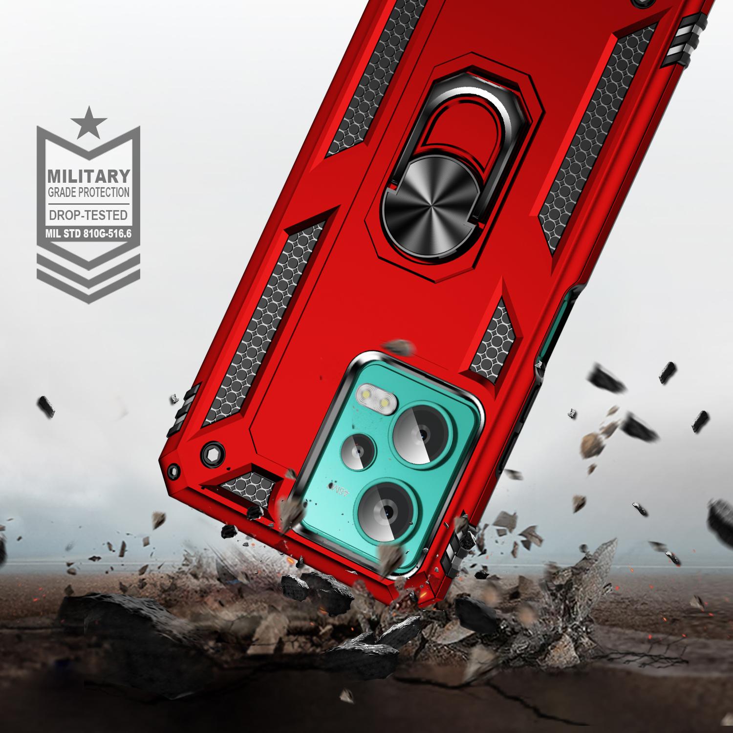 

For Xiaomi Redmi Note 12 4G Kickstand Phone Case PC+TPU Cover with Built-in Magnetic Holder Metal Sheet Red