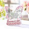 2D Platta Bästa Mormor Någonsin Gåvor Akryl Fjärilsformad Skrivbordsdekoration, Heminredning Tavla Hängande Väggkonst Dekorativ Trädgårdsdekoration för Rum