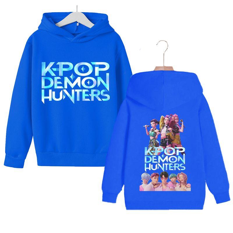 KPop Witch Hunter's Stylish Loose Hoodies for Boys and Girls, Autumn and Winter Children's Fleece Hoodies