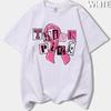 Think Pink Collage Letter Pink Ribbon Graphicunisex Summer T Shirt Breast Cancer Warrior Inspirational Casual Short Sleeve