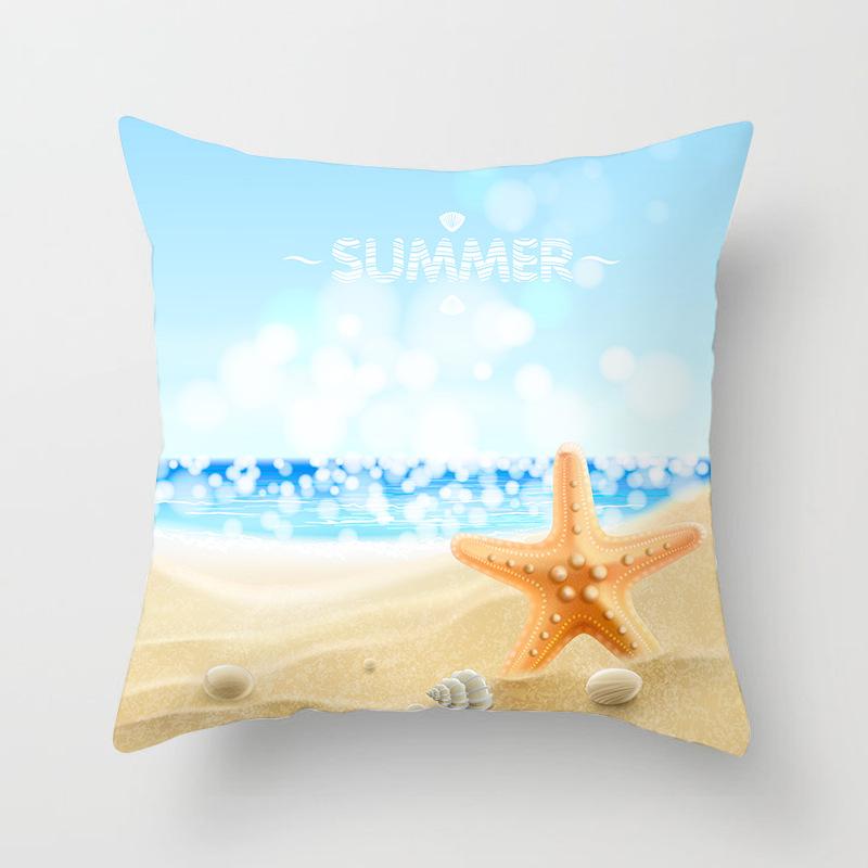 Summer Beach Shell Marine Pattern Pillowcase Home Sofa Pillowcase Cushion Cover