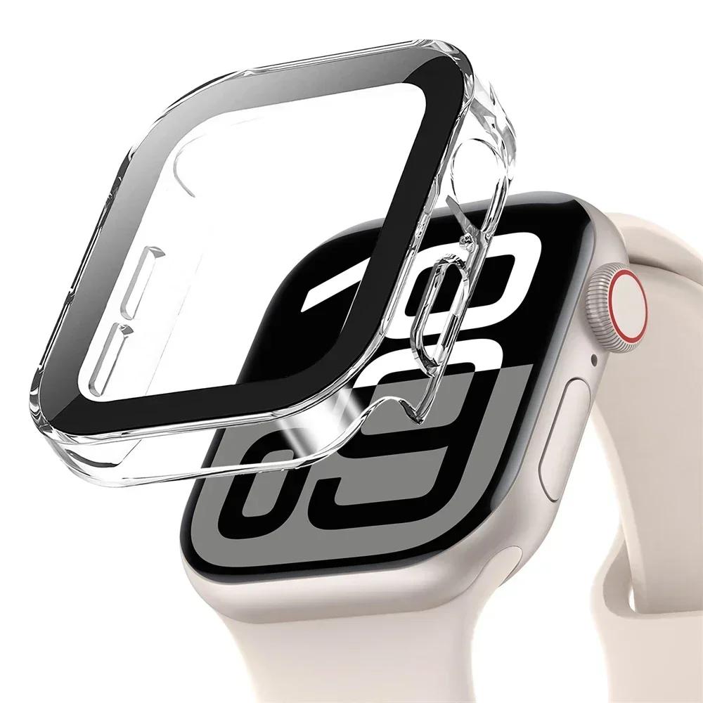 Tempered Glass Cover for Apple Watch Case 46mm 42mm 45mm 41-44-40mm Screen Protector Series 10 7 8 9 SE 5 6 4 IWatch Accessories