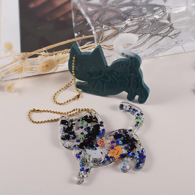 Halloween Cats Pendant Resin Epoxy Mold Individualized Cats Keychain Earrings Mold Animal Display Decors Epoxy Molds