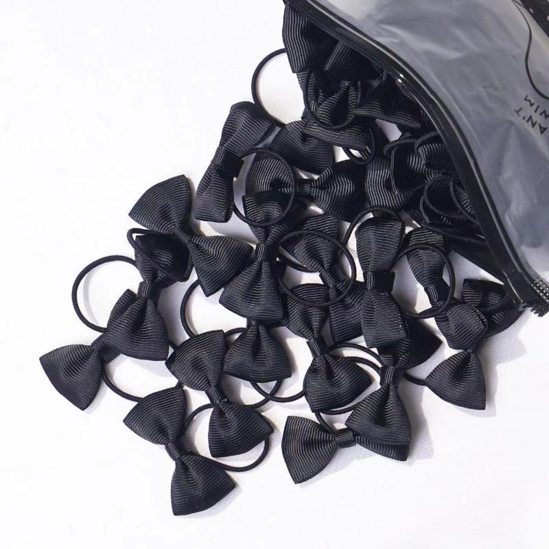 

2-дюймовые банты для волос для девочек, эластичные резинки, бант из ленты Grosgrain с резинкой, держатели для хвостиков, аксессуары для волос one size чёрный