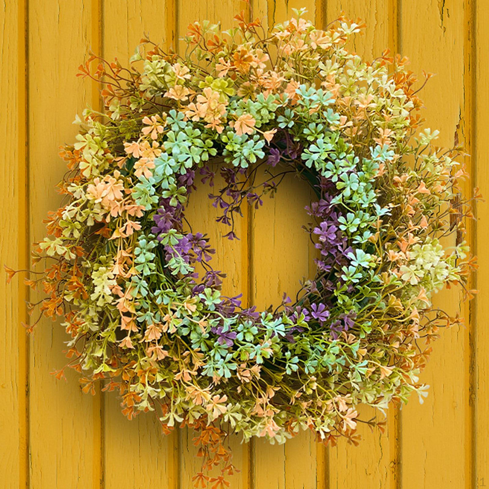 

Spring Wreath Artificial Wreath,Easy to Hang Decorative Home Decor Front Door Plant Garland