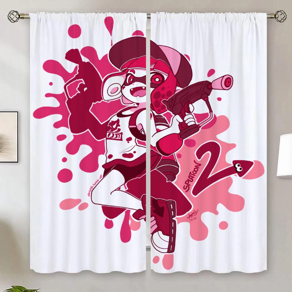 Splatoon Küchenvorhänge für Wohnzimmer 2 Elegante Stücke Verdunkelungsvorhang 100% Günstige Dinge mit Kostenlosem Versand für Heimjalousien
