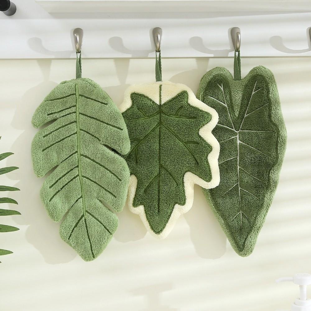 Cartoon Leaf Hand Towel Absorb Water Bathroom Kerchief New Hand Wipe Kitchen