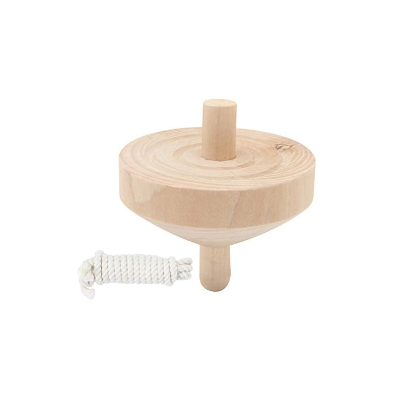 Wooden craft spinning top with string 45680
