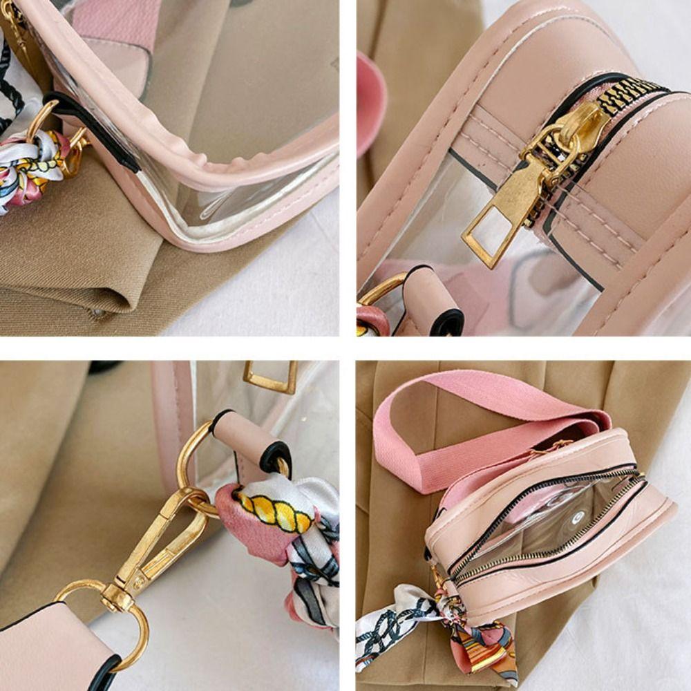 Clear Transparent Jelly Crossbody Bag Storage Bag Transparent Handbag PVC Shoulder Bag Summer