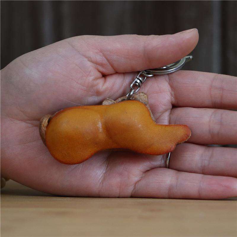 The First Layer Of Cowhide Creative Little Tiger Bag Pendant, Zodiac Cowhide Keychain Bag Hanging Mini Tiger Doll