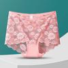 Plus Size Lady Summer Sexy Lace Hollow Out Transparent Without Mark Lift Hip High Waist Triangle Briefs