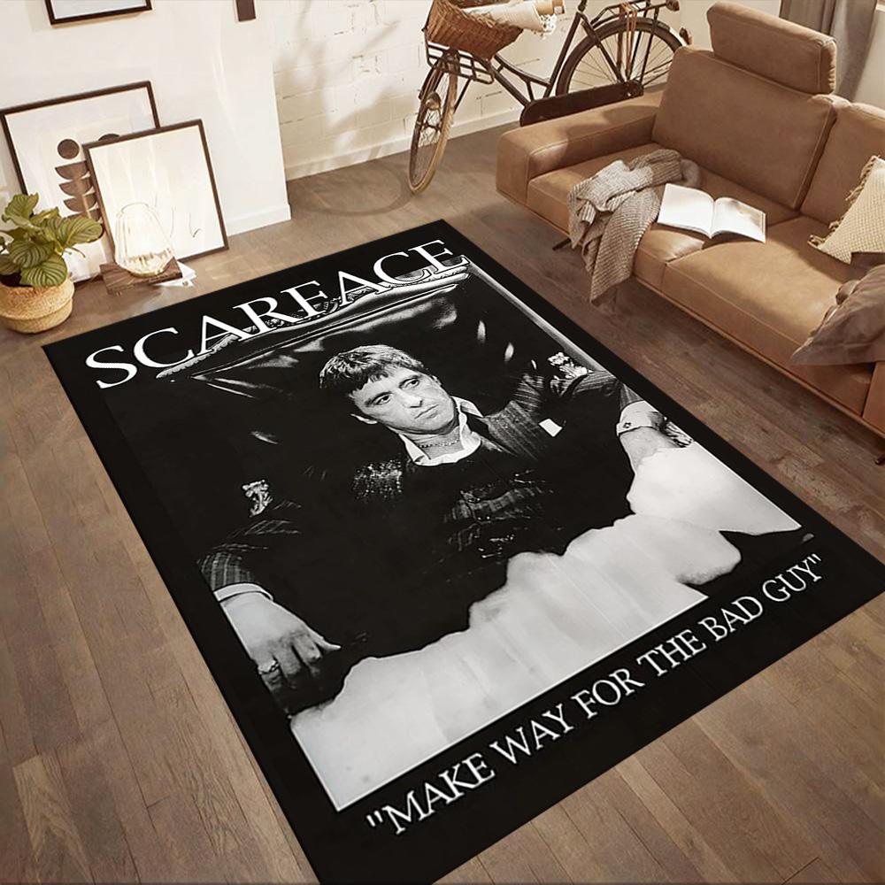 Scarface Square Rugs Are a Great Choice for Living Rooms, Bedrooms, Home Décor, and As Gifts.