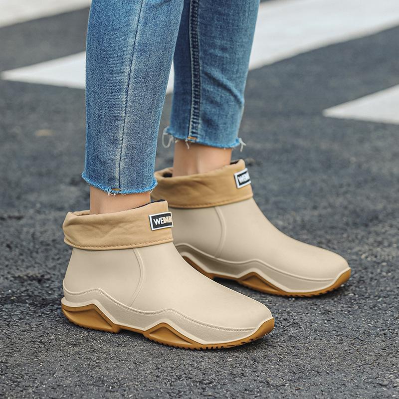 Women's Anti Slip Durable Rubber Shoes Outdoor Short Tube Rain Boots Waterproof Durable Rain Boots Solid Color Garden Shoes Low Top Rubber Shoes