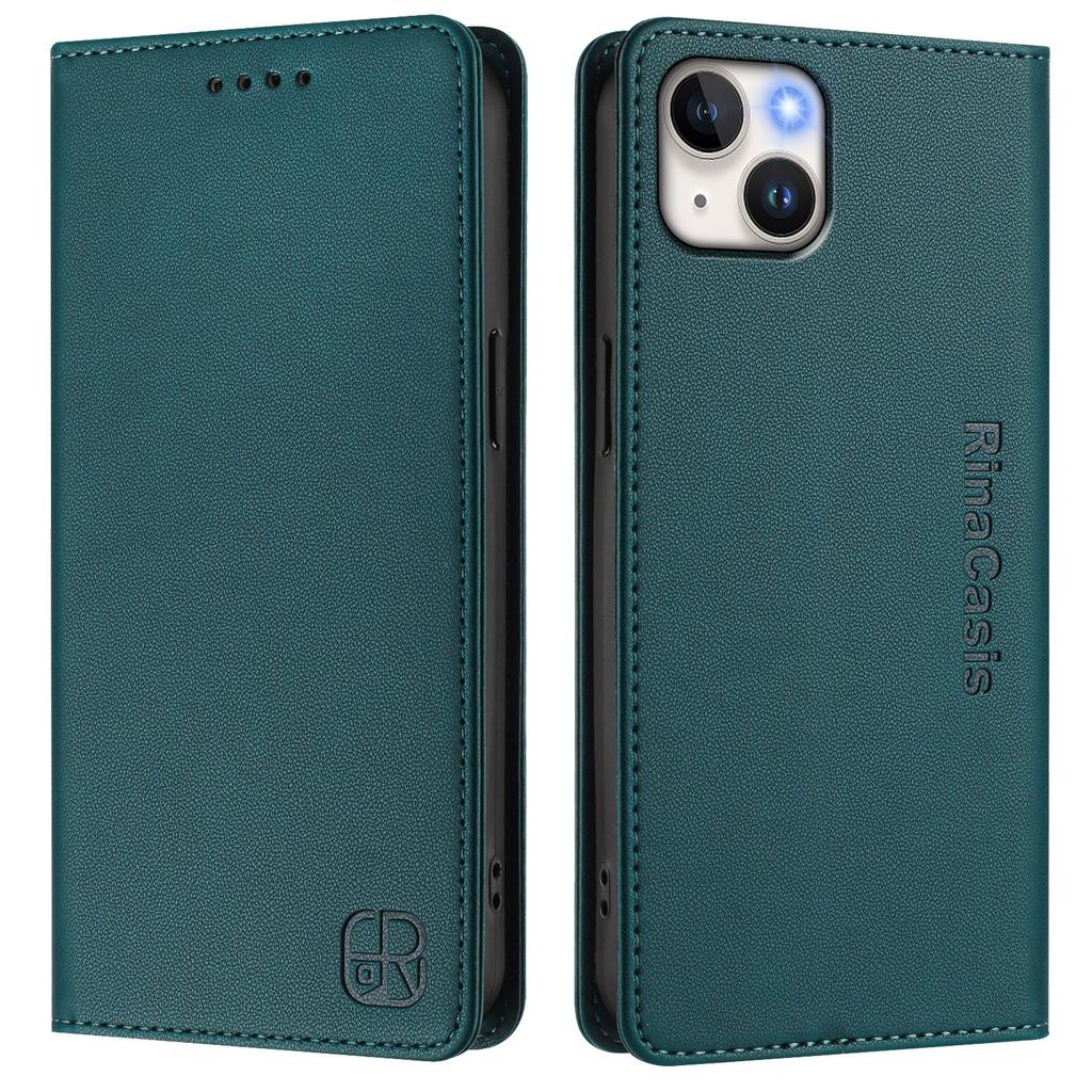 For iPhone 15 Plus Leather Case RINACASIS RC01 Phone Cover with RFID Blocking Wallet Stand