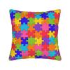 Bold Colorful Autism Puzzle Seamless Pattern Pillow Case Graphic Pillow Cover Novelty Pillowcases For Sofa Couch Bed Living Room