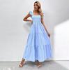 Women Autumn Winter Sleeveless Soild Color Square Neck Casual A-Line Ankle-Length High Waist Dress