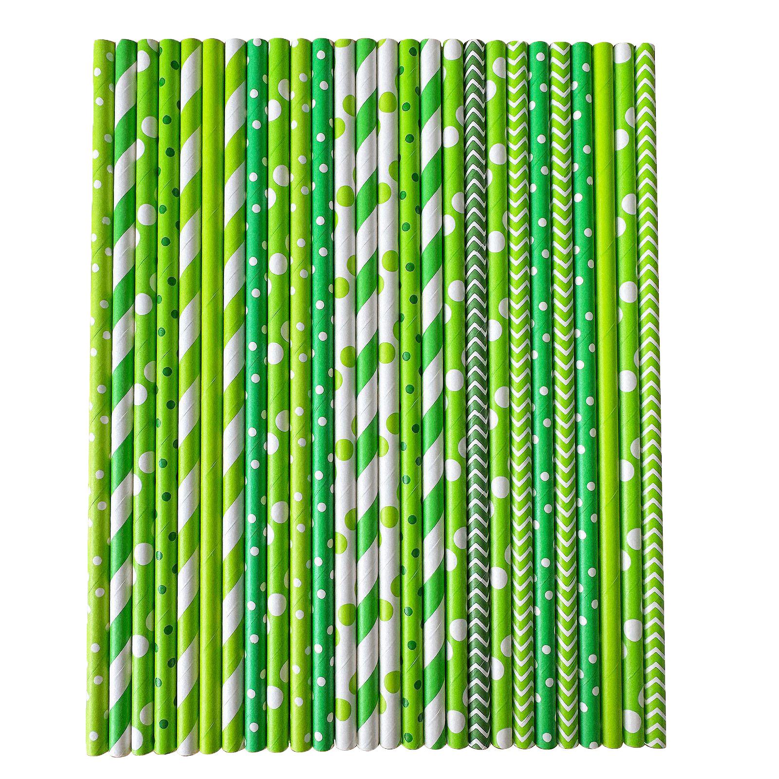 

Kraft Paper Straws, Colorful Striped, Perfect For Party Decorations, Desserts, Pastries, Bars, And Drinks. 100 Pieces. зелёный