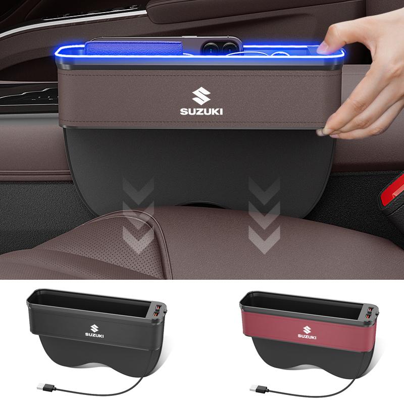 LWVD4 For Suzuki S-Cross Swift SX4 Vitara Jimny Grand-Vitara Baleno Ciaz Car Seat Gap Organizer USB Charging Multifunction Storage Box
