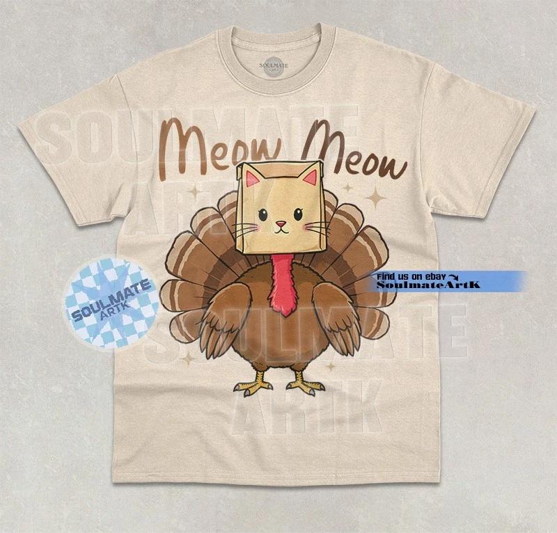 Meow Meow T- Shirt Funny Chicken Pretending To Be A Cat Meme Graphic  Shirt S
