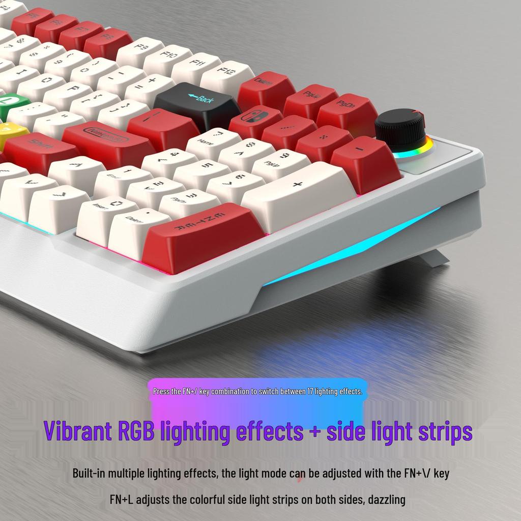 K98 Mechanical Keyboard with Blue or Red Axis, Wired Connection, Dual-Color Injection Keycaps for Gaming