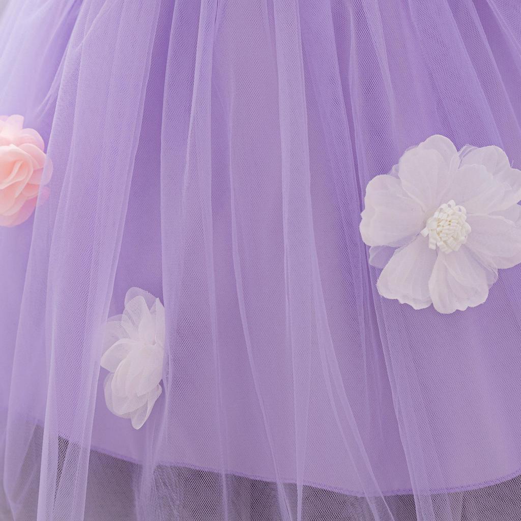 European & American Style One-Shoulder Baby Girl Wedding Dress with 3D Flowers, Ideal for First Birthday or Special Occasion Performance.