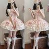 Robe Élégante Kawaii Lolita Douce Japonaise pour Femmes Y2k Design à Nœud Mini Robe de Princesse Dentelle Féminine Tenues Chic pour Anniversaire