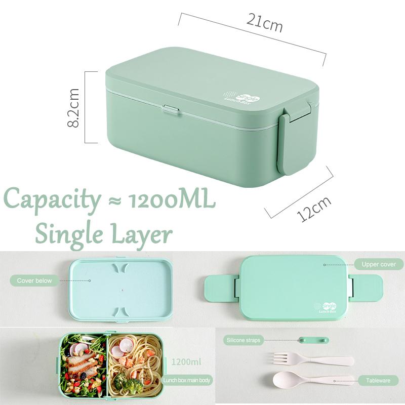 

Eco-friendly Green Lunch Box Bamboo Fiber Microwave Heating Portable Food Storage Container Green Bento Box School Picnic