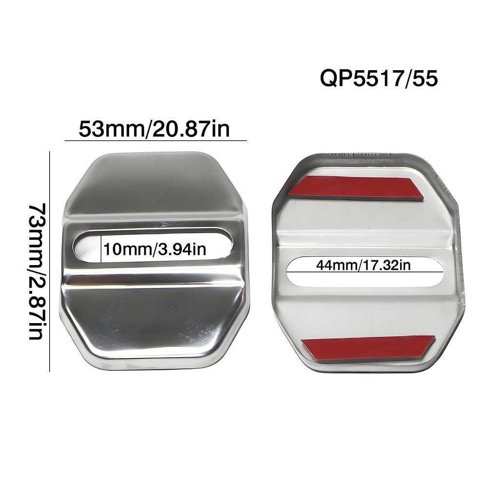2Pcs Kit Car Decoration Car Door Lock Metal Buckle Car Door Buffer Pad Car Modification Accessories