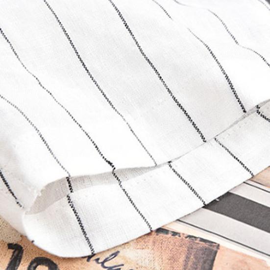 Męska koszulka z krótkim rękawem w paski z dekoltem w serek, stójką, casualowy T-shirt, odzież męska