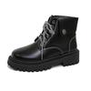 Women's Shoes 2024 Ankle Women's Boots Classics Modern Boots Women Turned-over Edge Round Toe Med Heel Front Lace-up Shoes Women