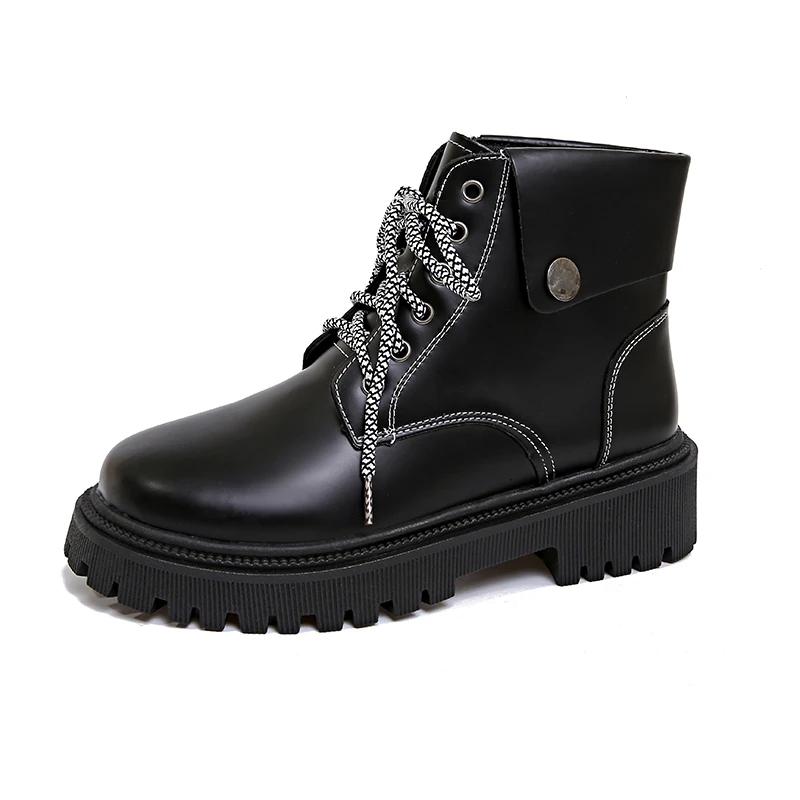 

Модная женская обувь 2024 года, женские ботильоны, классические, современные, женские, с отогнутым краем, круглым носком, со средним каблуком и шнуровкой спереди, женские 40 чёрный