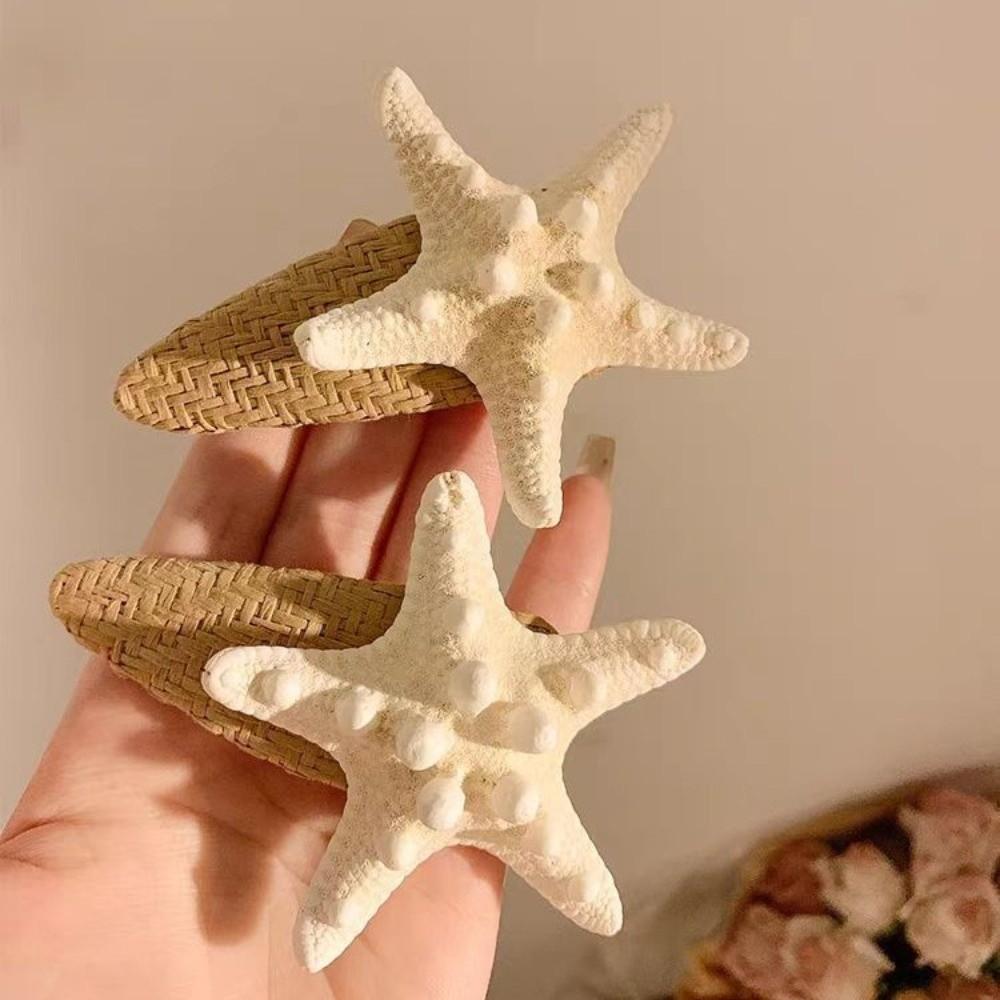 Korean Style Starfish Hair Clip Summer Weaving Style Barrette Straw Hat Hairpin Hair Accessories
