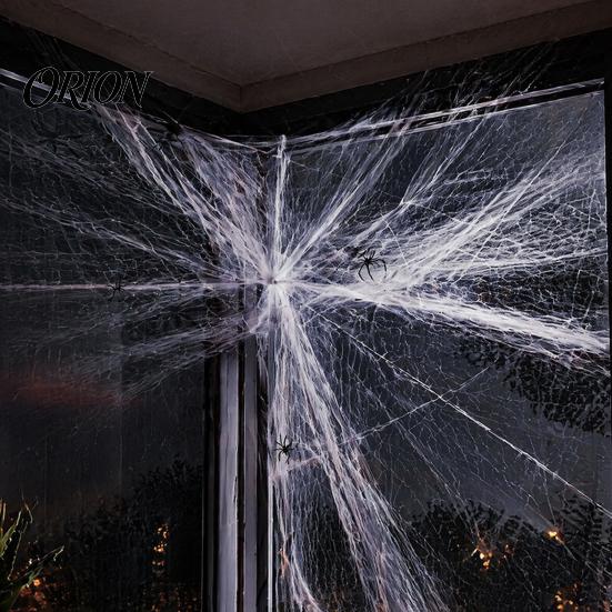 Stretchy Fake Spiderwebs for Party Spider Web Halloween Decoration, Super Large Cobweb Prop Accessories with 2 Spiders Indoor Outdoor Decor