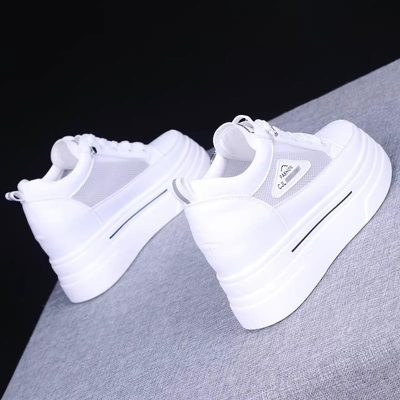 inner height increase white shoes women's spring and summer mesh breathable height increase small casual sports board shoes
