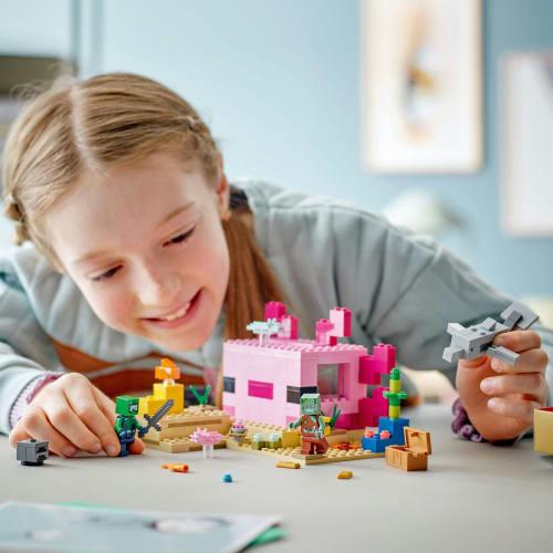 LEGO Minecraft Axolotl House Toy Present Birthday Block Christmas Boys Girls Children 7 Years Old 8 Years Old 9 Years Old Elementary School Minecraft