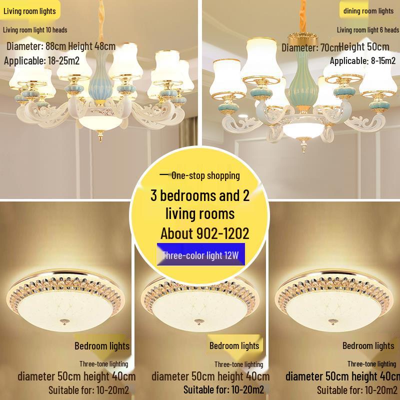 Modern European Ceramic Chandelier for Living Room, Restaurant, or Bedroom in Villa