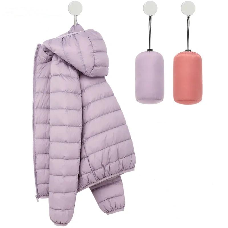 Winter Lightweight Down Jacket Women's Short Hooded Lightweight Thin White Duck Down Plus Size Jacket