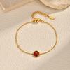 New Fashion Enamel Ladybird Charm Bracelet Women, Stainless Steel Thin Link Handmade Jewelry