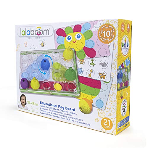 Lalaboom Baby Spielzeug Farb-Zuordnungs-Puzzle, Dreh- und Stecktafel, 21 Teile, BL710, Authentisch