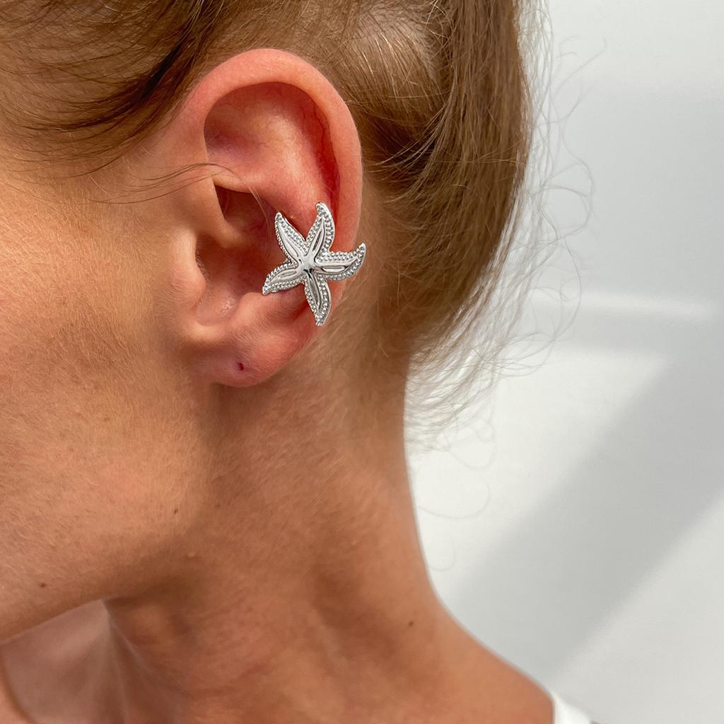 Ingemark 1pz Semplice Orecchino a Clip a Forma di Stella Marina Fiore per Orecchio da Donna Non Perforante Falso Cartilagine Luna Capesante Gioielli Regalo