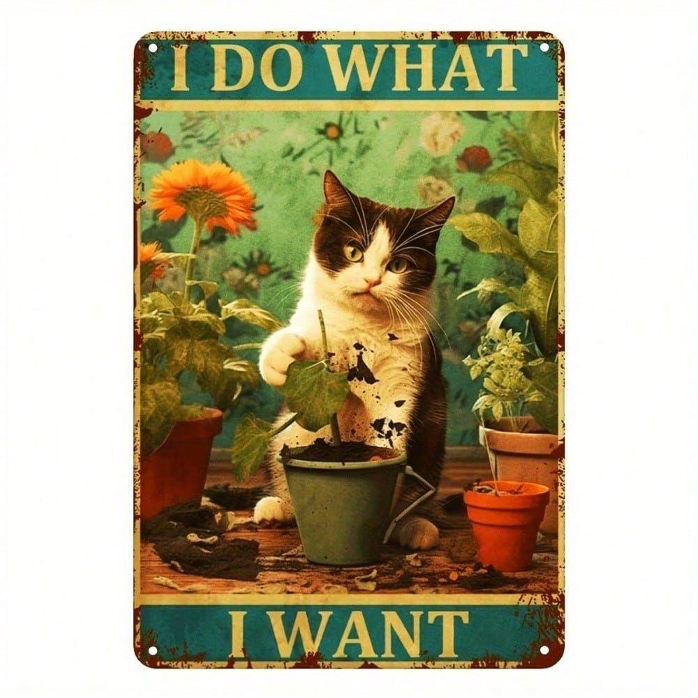 Metal Poster Cat Wall Art Vintage Tin Sign Gift for Cat Lover