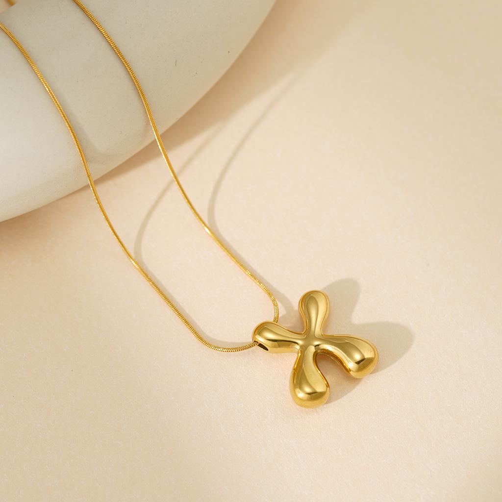 CARLIDANA Initial Stainless Steel Women Gold Plated Bubble Balloon Letter Personalized Round Snake Chain Chunky Necklace