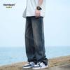 Homlean Men's Retro Washed Loose Straight-Leg Jeans
