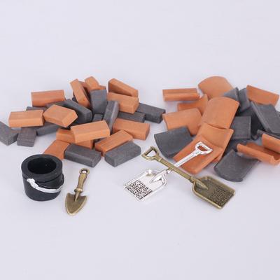 1Set Mini Bricks For Dollhouse Landscaping Miniature Bricks Brick Wall Tile Shovel Model For Dollhouse Building Scene Decor