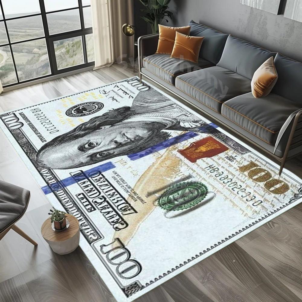 Dollar Bill Carpet Rug Gold Black Luxury Creative Modern Non-Slip Durable Home Decoration Bedroom Living Room Studio Floor Mat
