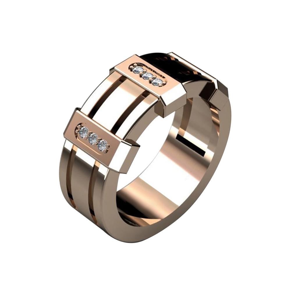 Rose Gold Stainless Steel Ring For Men Fashion Trend Zircon Finger Ring Male Party Engagement