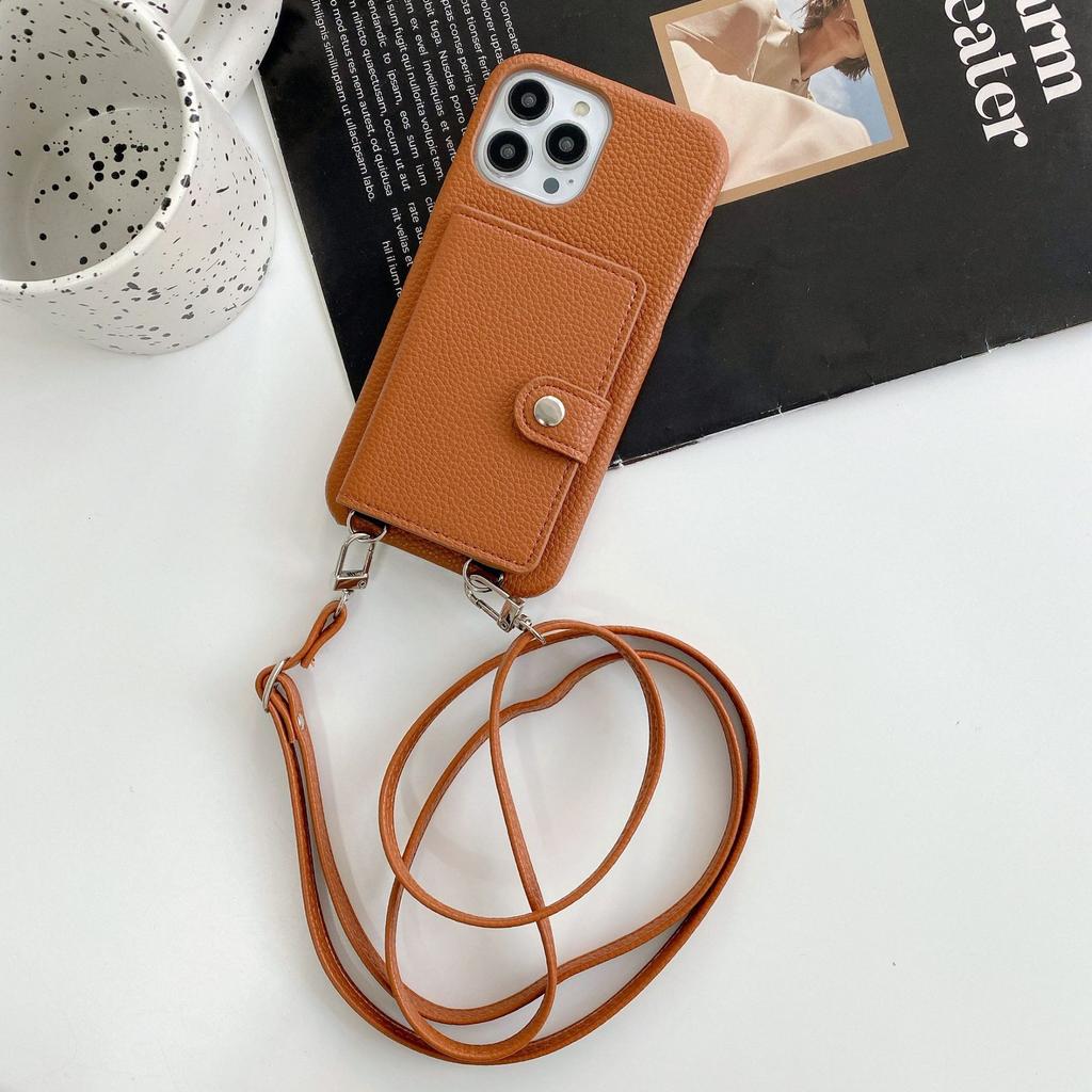 Japan and Korea Card Bag Lanyard Is Suitable for Apple 12Promax Mobile Phone Case 12 Women 11max Apple 13promax Leather X