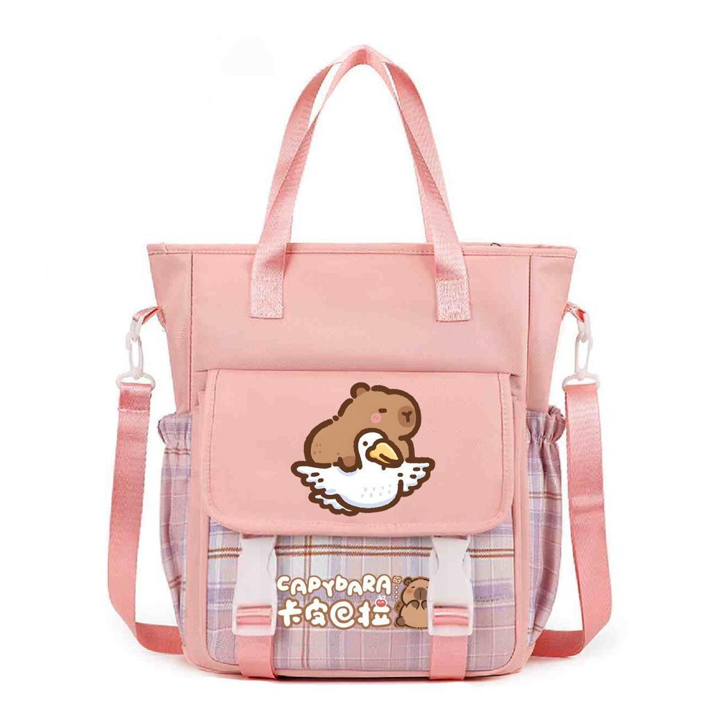 Crossbody bag, primary school, junior high school schoolbag, male and female students tutoring bag, cute kapibara large-capacity shoulder bag.